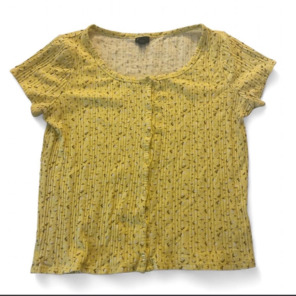 Art Class Yellow Floral Button-Down Girl’s Shirt size XL (14/16)